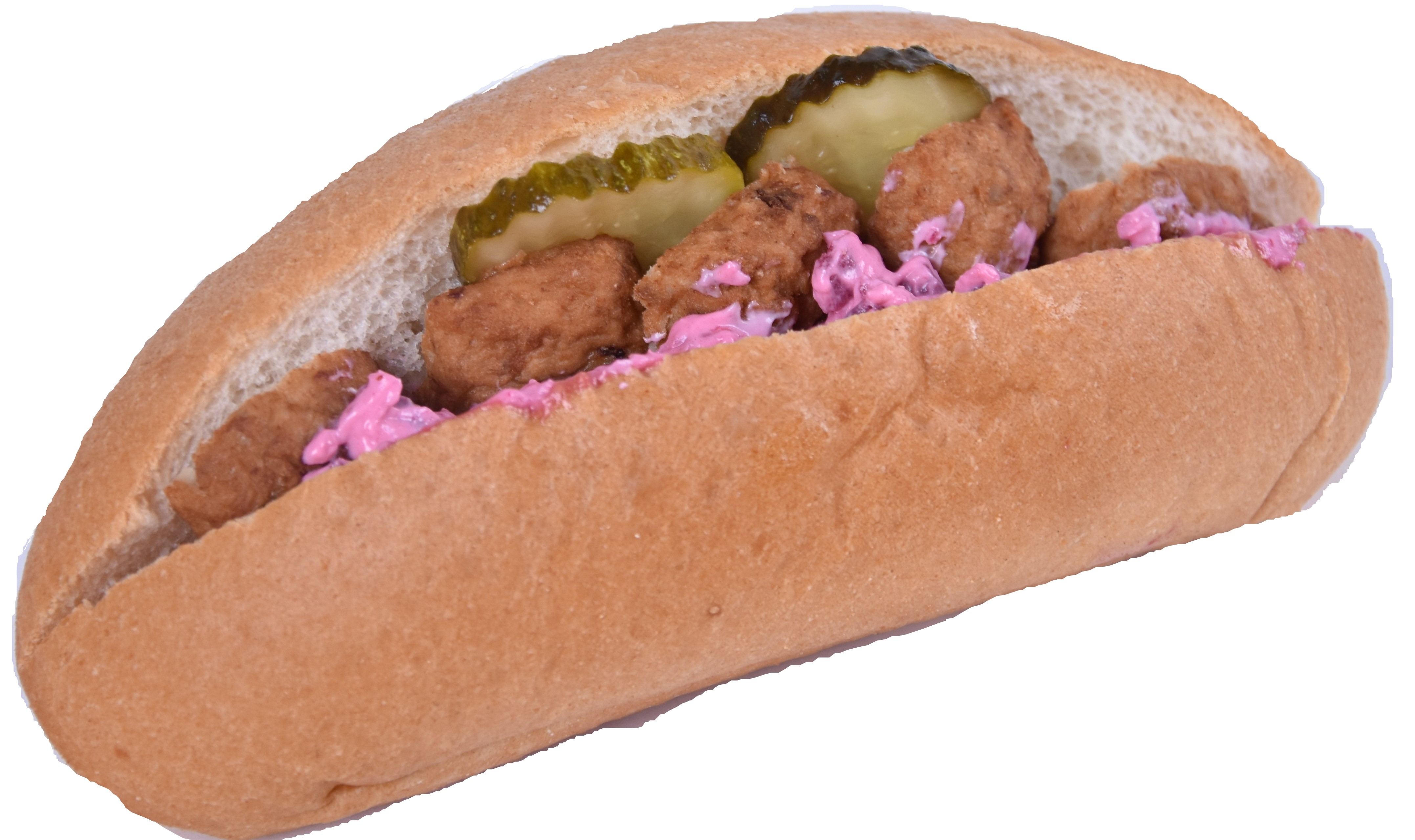 Liten bagutette med köttbullar och rödbetssallad